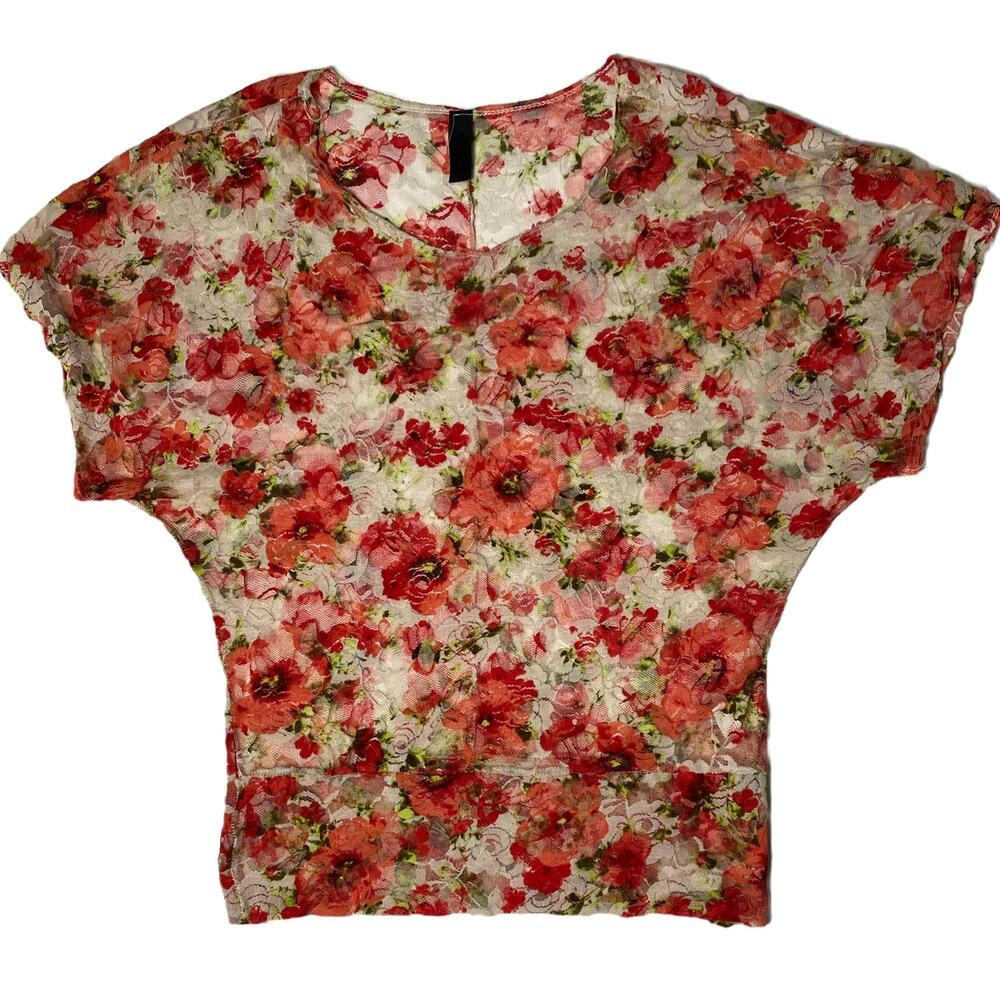 Unbranded Floral Print Stretch Lace Top Size XL